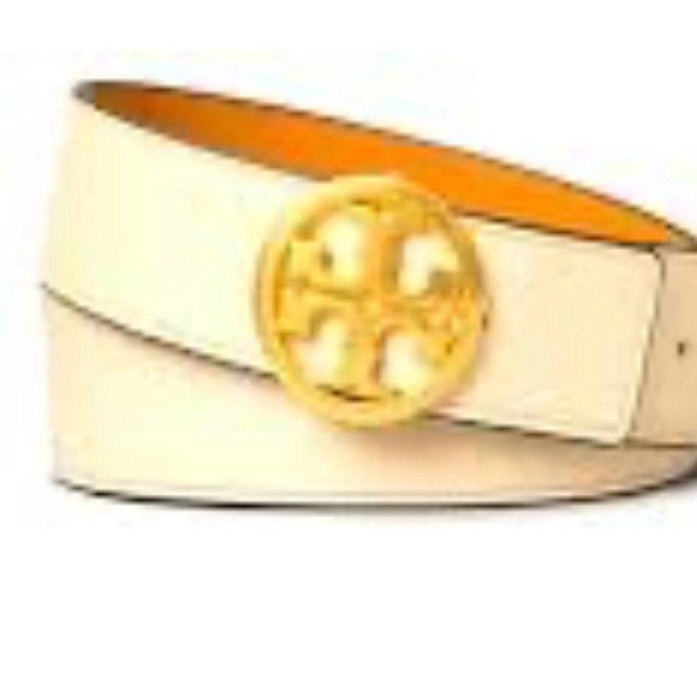 NWT XS TORY BURCH 1.5” Miller Reversible belt in New Ivory/Natural Vache…